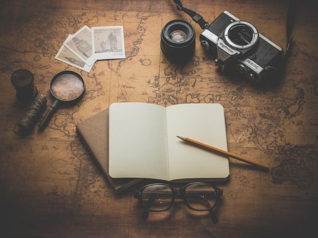 camera and notebook
